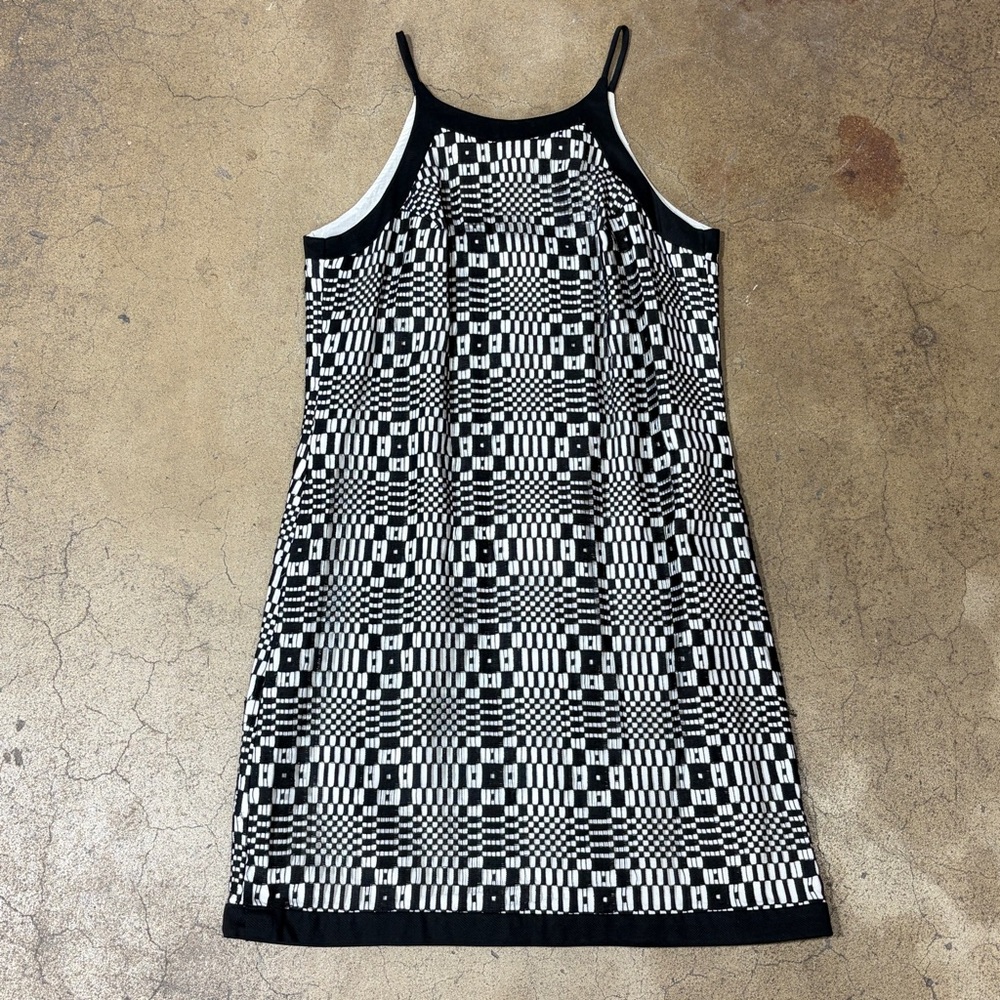 Vintage 60s Op Art Mod GoGo Geometric Pattern Lace Mini Shift Dress